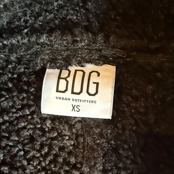 Black Faux Leather Jacket with Shearling Trim - Picture 5 of 5